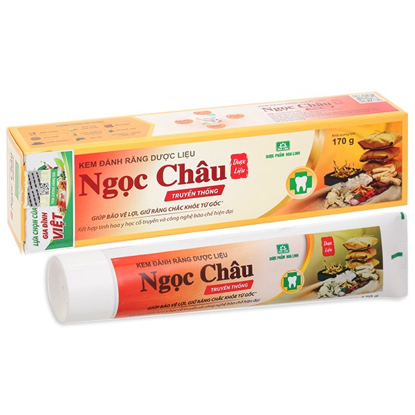 Kem đánh răng dược liệu Ngọc Châu truyền thống làm sạch răng lợi tuýp 170g